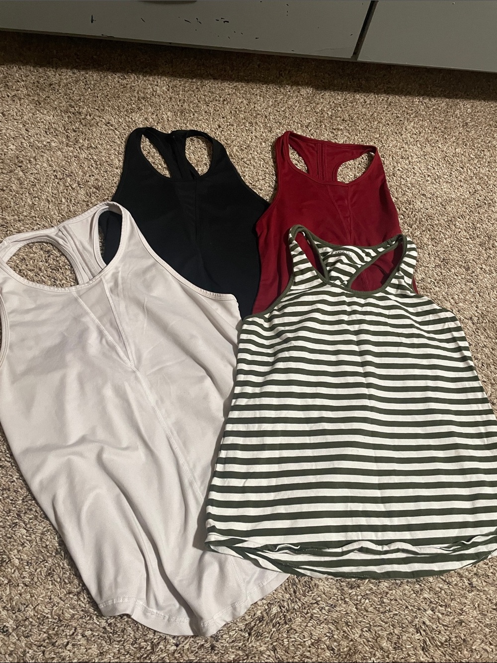 Zyia Women’s Racerback Tank Tops - Black, Wine, White, Green Stripe